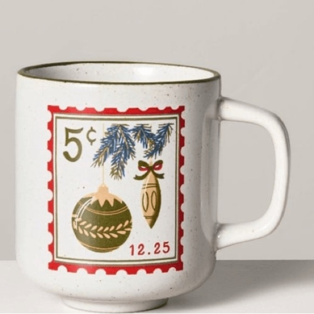 Hearth & Hand with Magnolia 13oz Christmas Stamp Stoneware Coffee Mug Gift New